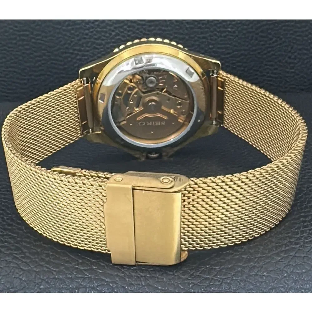 Vintage 1970 Seiko Diver Automatic Mens Gold Watch W/daydate & Blue accents